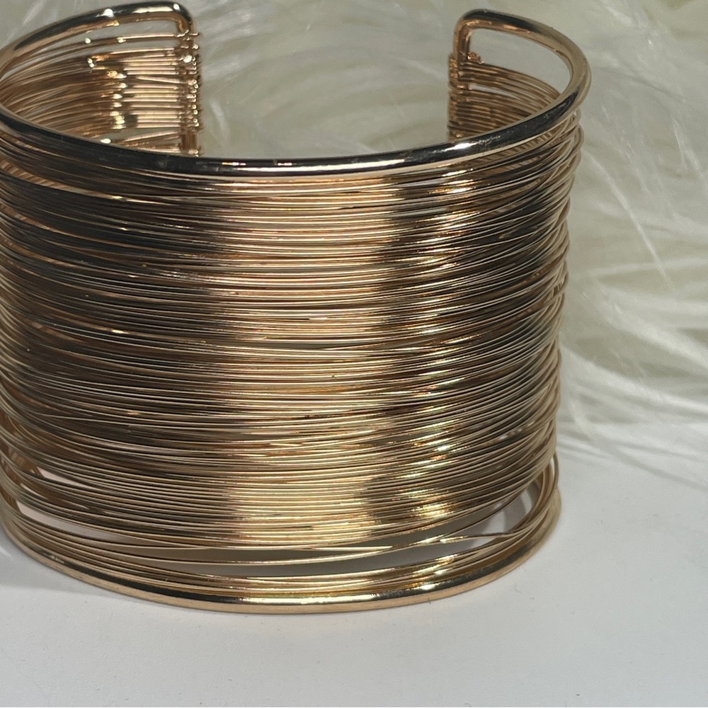 Boho Adjustable Gold Wire Bangle Cuff Stacking Bracelet